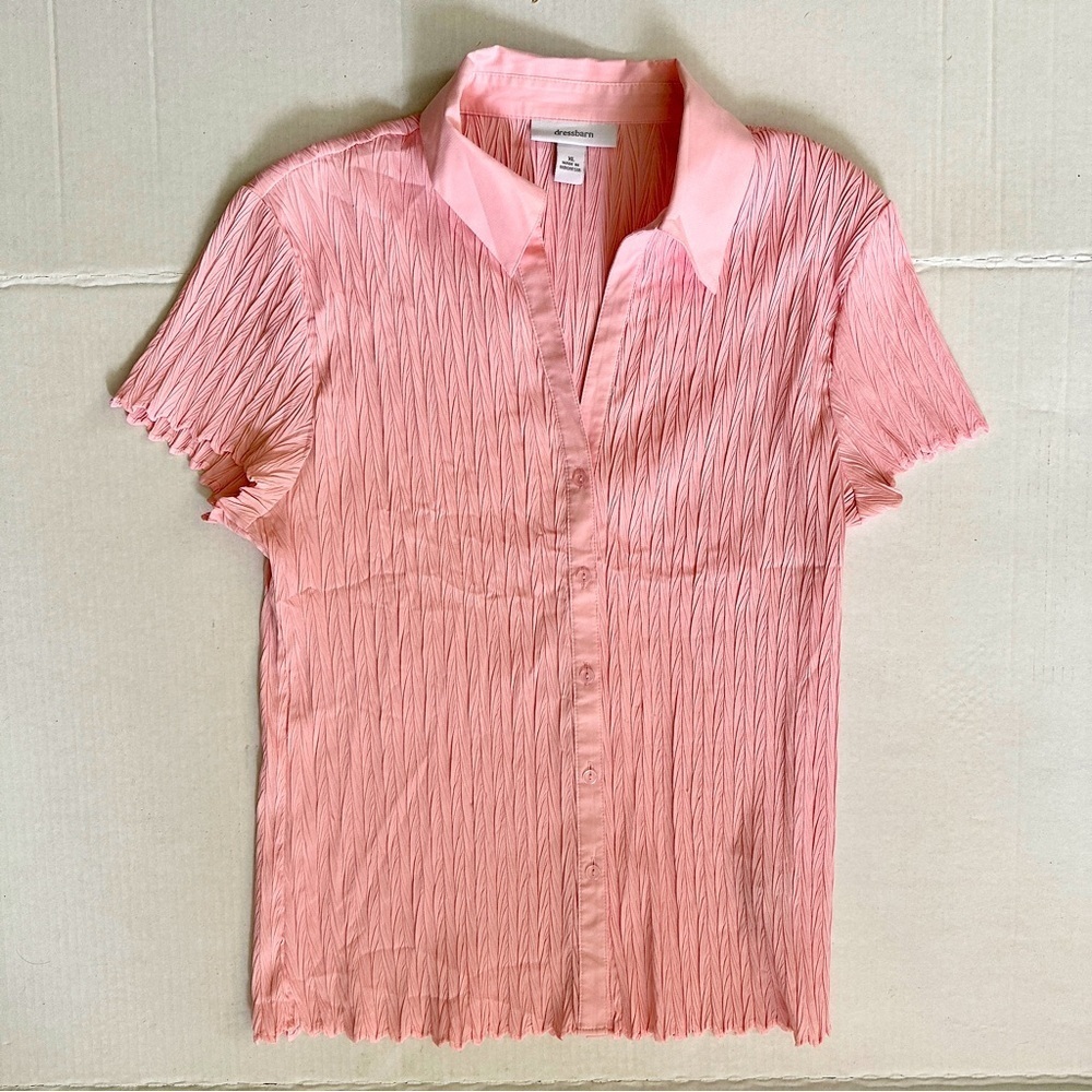 DRESSBARN Pink Button Down Shirt Top Size XL